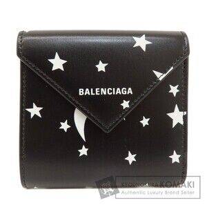 Balenciaga Star Motif Bifold Wallet Leather